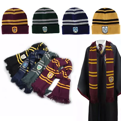 Buy Harry Potter Beanie Hat Scarf Gryffindor Slytherin Ravenclaw Hufflepuff Cap • 12.99£