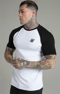 Buy SikSilk Men's Raglan T-Shirt Tee Black White • 21£