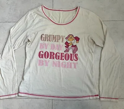Buy Grumpy By Day Gorgeous By Night Long Sleeved Disney Dwarf Pyjama Top – Size 8-10 • 1.30£