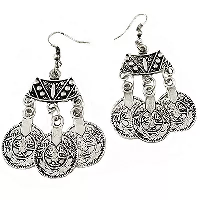 Buy Tibetan Coin Earrings Boho Bohemian Ethnic Gypsy Mystic Jewellery Gift A191 • 4.45£
