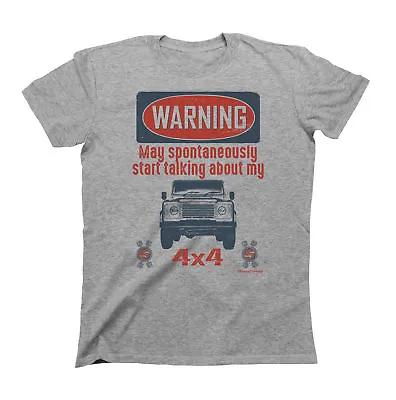 Buy Mens Warning 4x4 Land Rover Defender Organic Cotton T-Shirt Car Eco Friendly  • 8.99£