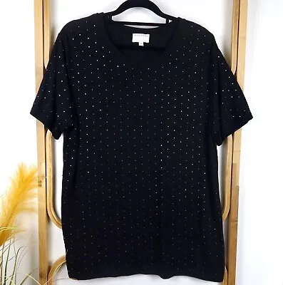 Buy Witchery Top Size M Black Studded Short Sleeve Tshirt Casual Evening Ladies • 19.78£