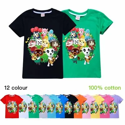 Buy Boys Girls Kid Animal Crossing Printing Short Sleeve Top T-shirt Summer Clothing • 9.35£