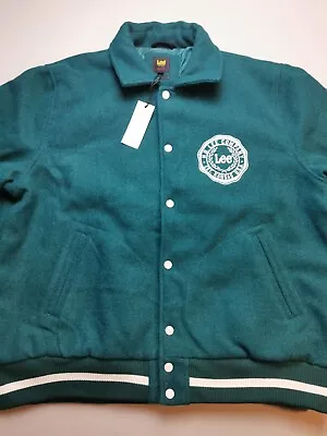 Buy LEE Mens Size XL Wool Blend Varsity Jacket (BNWT) Green Embroidered High Collar • 79£