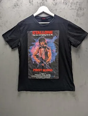 Buy Rambo T Shirt Size Large Black Official 100% Cotton Retro 80s Short Sleeve • 18.99£
