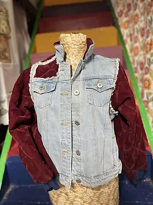 Buy Reconstructed Jean Jacket Hand Crafted Size Med • 330.75£
