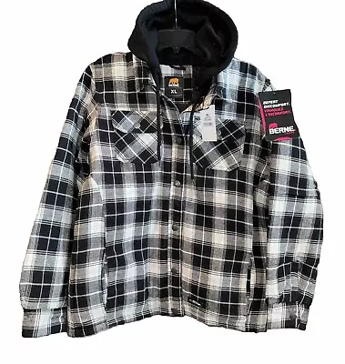 Buy NWT Berne Flannel Snap Shirt Jacket Women's Hooded Insulated Quilted Plaid • 21.75£