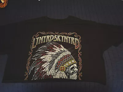 Buy Lynyrd Skynyrd Crop-Top T-Shirt Black  USA Indian Tour Merch Medium • 9.81£