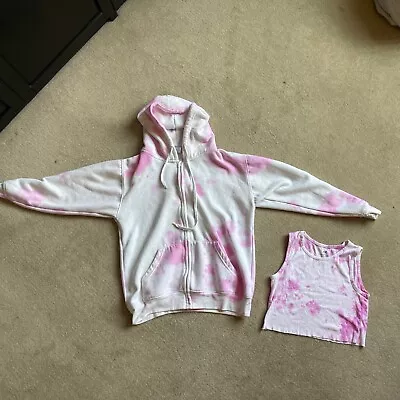 Buy Tie Die Pink Set Hoodie & Cropped Tank Top • 12£