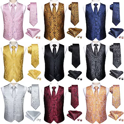 Buy Fashion Mens Waistcoat Retro Vest Tie Regular Fit Gilet Tuxedo Jacket Coats Prom • 18.99£