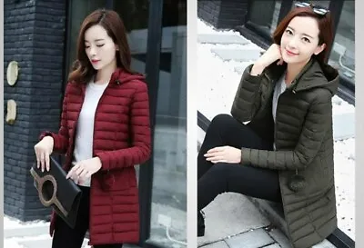 Buy Women's Quilted Padded Puffer Long Jacket Ladies Jacket Warm Winter Long Coat • 17.99£