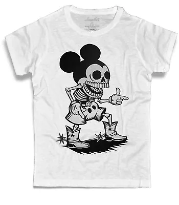 Buy Men's Mickey Mouse Skull Mickey Skull Cowboy Skeleton T-Shirt • 29.06£