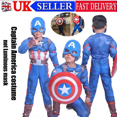 Buy For Avengers Captain America Muscle Chest Kids Outfit Fancy Dress Costume Party • 14.91£