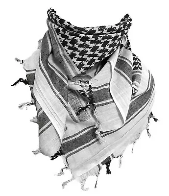 Buy Palestinian Shemagh Scarf Tactical Arab Head Black And White Keffiyeh Cotton • 10.99£