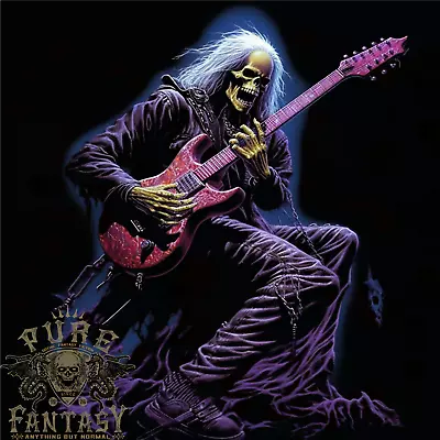 Buy Skull Rocker Rock N Roll Heavy Metal Electric Guitar Mens T-Shirt 100% Cotton • 10.75£