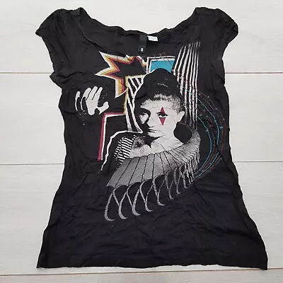 Buy H&M Alternative T-Shirt Size 8 Black Stretch Audrey Hepburn Cotton Cap Sleeve • 7.99£
