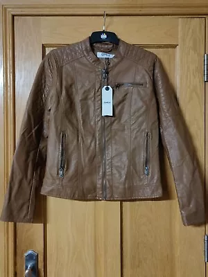 Buy Only Ladies Brown Leather Look Jacket - 42 • 20£