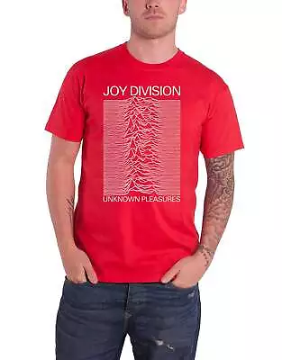 Buy Joy Division Unknown Pleasures White On Red T Shirt • 16.95£