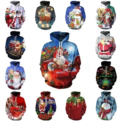 Buy Christmas Santa Claus Hoodie Pullover Sweatshirt Jumper Costume Coat Xmas Gifts • 14.39£