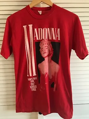 Buy Madonna Band T-Shirt Vintage 1987 Who's That Girl Tour Original Red RARE Boy Toy • 249.99£