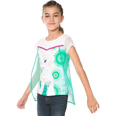 Buy Desigual Frozen Girls Snow Queen T-Shirt Top Elsa Size 3 4 11 12 13 14 Years • 4.80£