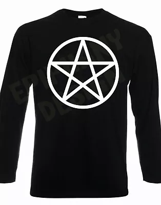 Buy Pentagram Pagan Men's T-Shirt Long Sleeve Wicca Crowley Satanic Devil Gothic • 15.95£