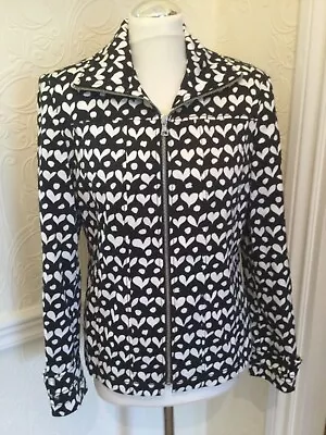 Buy Lakeland Ladies Jacket Size 12 Lightweight Lined Black And White Hearts Design • 12.99£