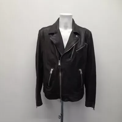 Buy AllSaints Jacket Size 2XL Black Leather Silver Zips Men's RMF07-LR • 21£