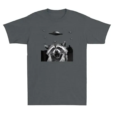 Buy Raccoon Selfie With Alien UFOs Funny Meme Raccoon Lover Gift Retro Men's T-Shirt • 14.99£