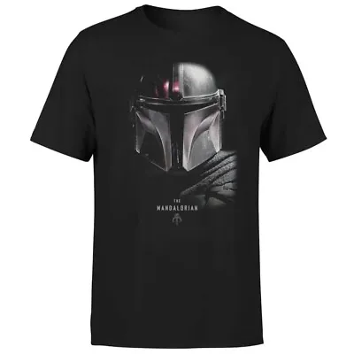 Buy Official Star Wars Mens Mandalorian Helmet Shadows T-shirt Black Size L • 7£