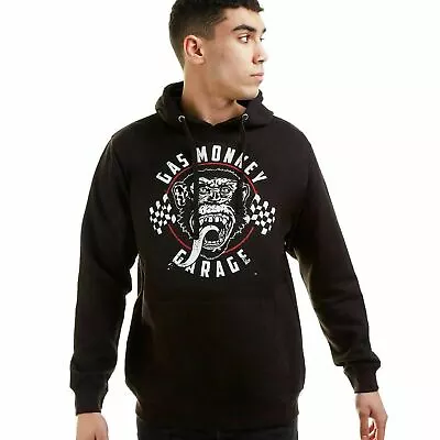 Buy Official Gas Monkey Garage Mens  Flag Logo Hoodie Black S - XXL • 24.99£