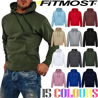 Buy Mens Pullover Hoodie Hooded Sweatshirt Fleece Top Plain Hoody Jumper S - 5XL • 16.98£