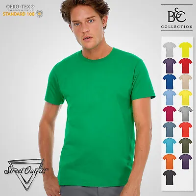 Buy Mens Soft Cotton T-Shirt B&C 190 Crew Neck Short Sleeve Top Quality Ringspun Tee • 6.95£