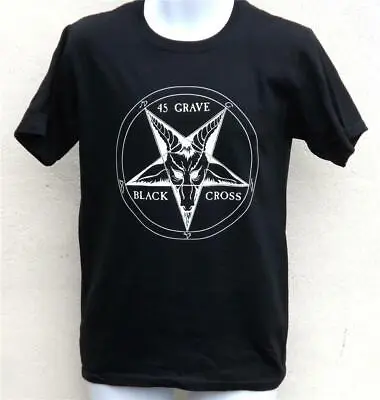 Buy 45 Grave Black Cross Logo T-Shirt - Punk Rock - Sizes Small To XXL • 14.95£
