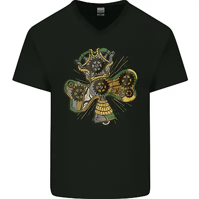 Buy Steampunk Shamrock Mens V-Neck Cotton T-Shirt • 9.99£