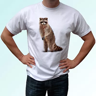 Buy Raccoon White T Shirt Animal Tee Top Design Gift - Mens Womens Kids Baby Sizes • 9.99£