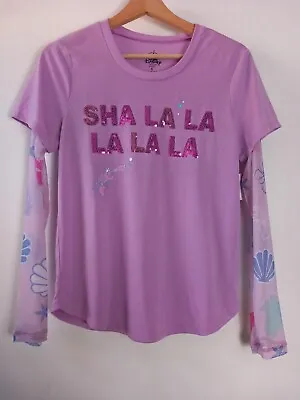 Buy Disney Parks Sha La Little Mermaid Purple Lilac Sequin T Shirt Mesh Sz S *flaws* • 20£