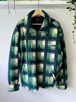 Buy Vintage Polar Green Checkered Fleece Jacket - Large • 10£