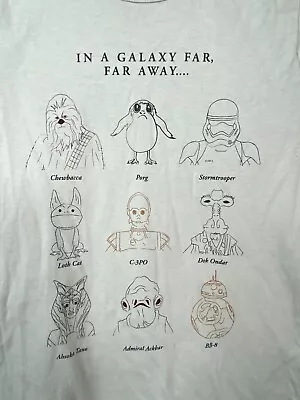 Buy Star Wars Tee T Shirt In A Galaxy Far Far Away Womens M Chewbacca Porg C-3PO BB8 • 14.13£