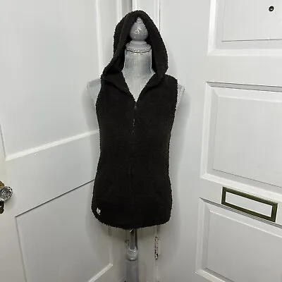 Buy Barefoot Dreams CozyChic Sleevless Hoodie Vest In Brown Size Small • 31.14£