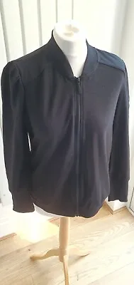 Buy Denim & Co Active French Terry Zip Up Bomber Jacket New Small QVC D&co Black • 12£