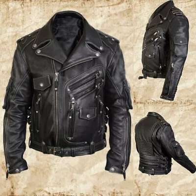Buy Mens Faux Leather Jackets Motorcycle Slim Fit Jacket Biker Black Coats Outwear T • 70.58£