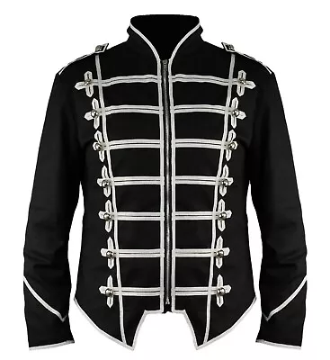 Buy Men's Goth Military Parade Jacket - MCR Marching Band Long Sleeve Drummer Coat • 38£