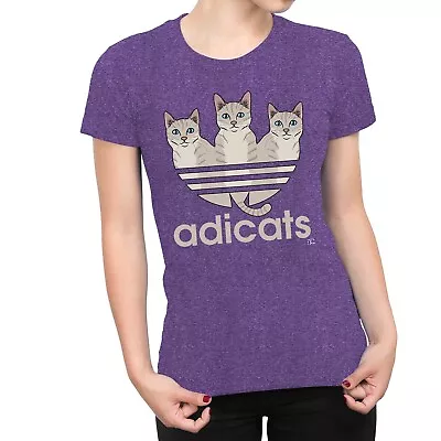 Buy 1Tee Womens ADICATS Spoof Cats T-Shirt • 7.99£