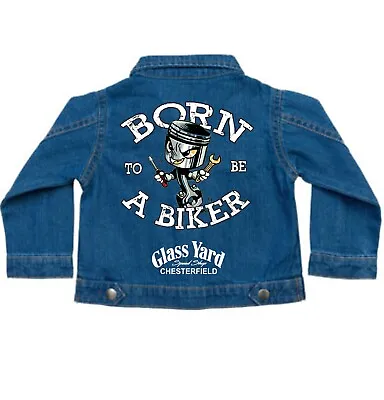 Buy Kids Children Baby Denim Jacket Born To Be A Racer Biker Motorcycle • 29.99£