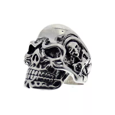 Buy Skeleton Engraved Chunky Skull Ring  - Alternative Gothic Jewellery • 10.69£