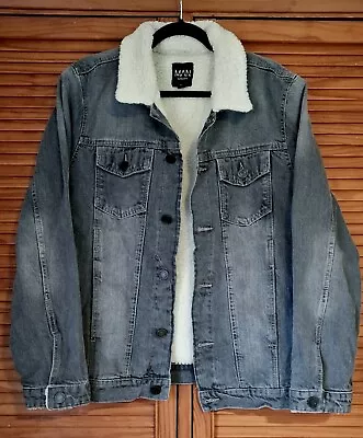 Buy Mens Large Denim Jacket With Fleece Collar, BOOHOO MAN, Immaculate Condition  • 6.99£