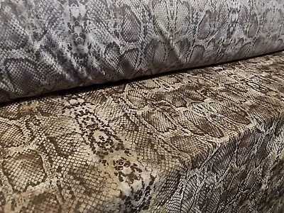 Buy Chiffon Jersey Fabric , Per Metre - Snakeskin Print - Brown • 4.99£