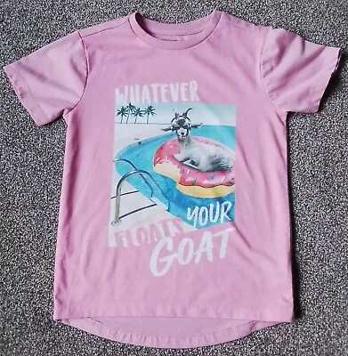 Buy Boys Next Short Sleeve T-shirt Age 8,  Pink With Goat Motif On The Front, VGC • 2.50£