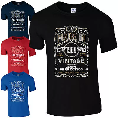 Buy Made In 1980 T-Shirt Born 44th Year Birthday Age Present Vintage Funny Mens Gift • 13.73£